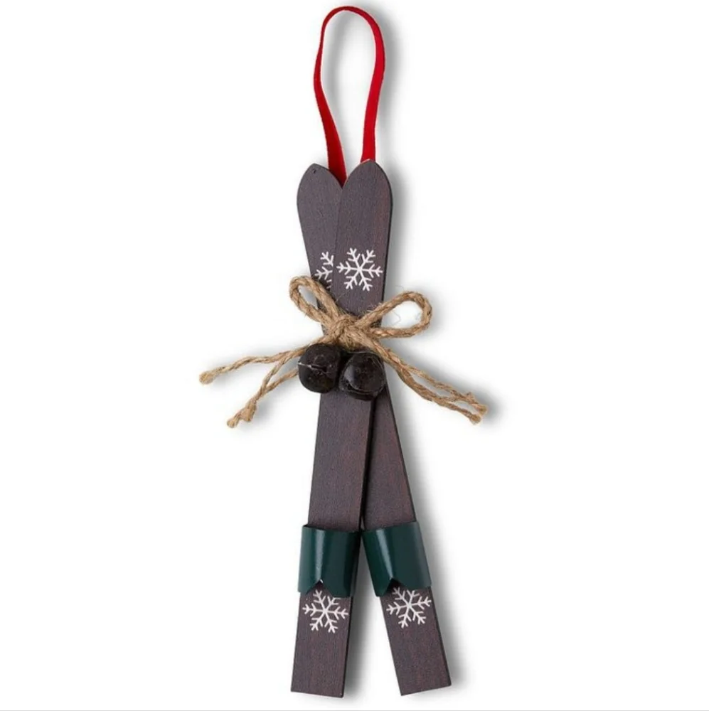 Wooden Snow Skis Ornament & Bag Charm 6